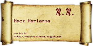 Macz Marianna névjegykártya